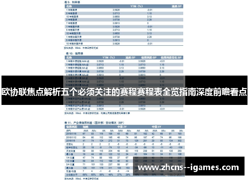 欧协联焦点解析五个必须关注的赛程赛程表全览指南深度前瞻看点